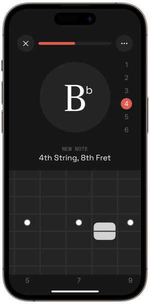 Use the on-screen fretboard for on-the-go practice